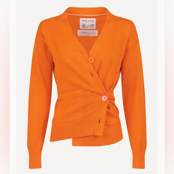 Wear Cissa The Wrap Cardigan Bright Orange 12g 100% Cotton Sweater Womens XS/S - Picture 2 of 13